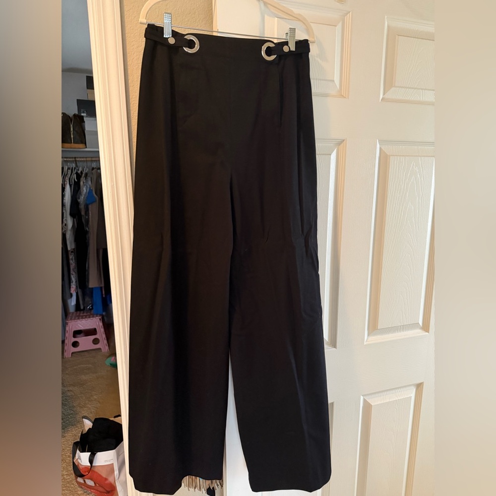 Rosetta Getty black wide leg cropped trousers size 12